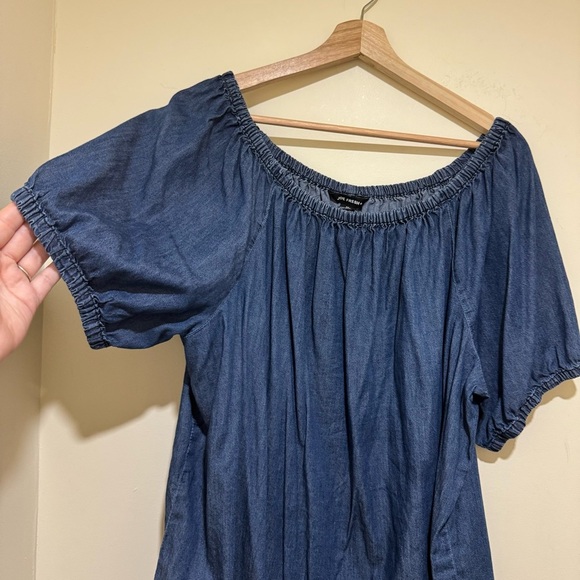 Women’s Joe Fresh Business Casual Blue Denim-Like Short Sleeve Blouse Size 1X - Picture 8 of 14